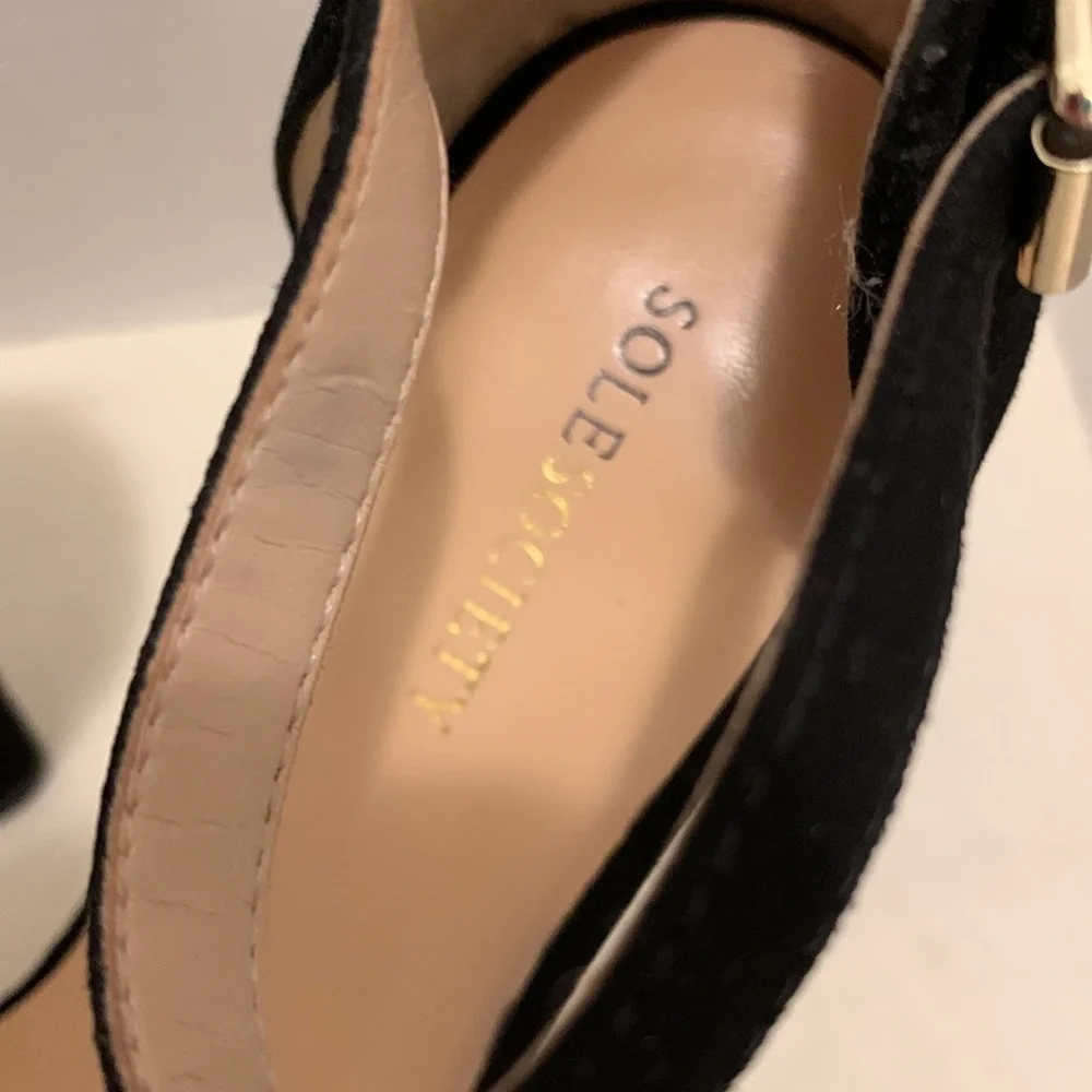 SOLE SOCIETY HEEL 4• 5” SO SHEILA GRAY:BLACK SUEDE/CALF SZ 8•5 M - Picture 5 of 8